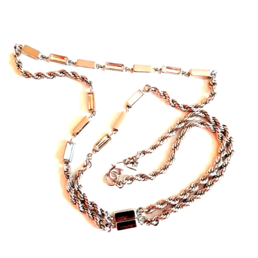 Silver Long Crystal Necklace